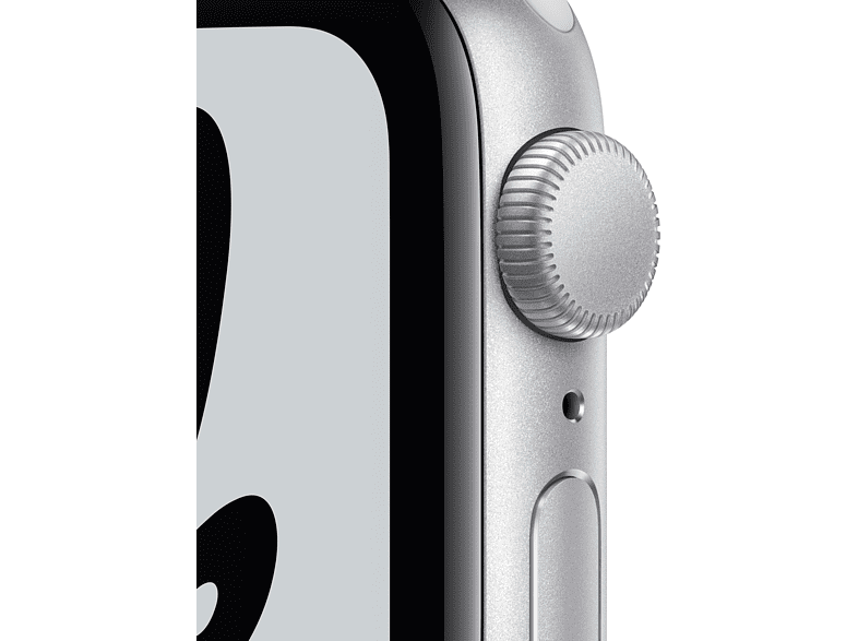 Apple Watch Nike SE (2021), GPS, 40 mm, Caja de aluminio en plata, Correa Nike Sport platino puro/negro