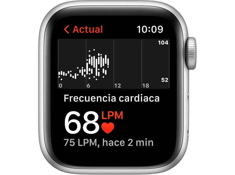 Apple Watch Nike SE (2021), GPS, 40 mm, Caja de aluminio en plata, Correa Nike Sport platino puro/negro