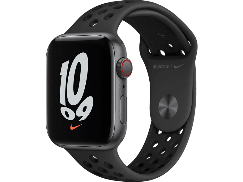 Apple Watch Nike SE (2021), GPS+CELL, 44 mm, Caja aluminio en gris espacial, Correa Nike Sport antracita/negro