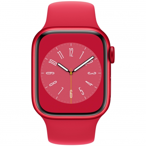 Apple Watch S8 GPS 45mm Caja de aluminio en rojo con correa deportiva Roja